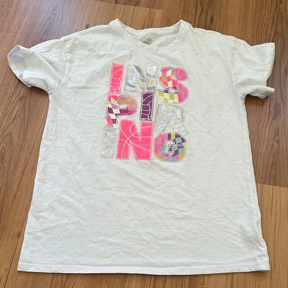 Athletic Works Girls White Graphic T-Shirt 